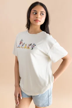 Women's Graphic Tee in Mickey and Friends on Ecru