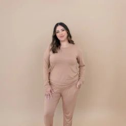 Women's Jogger Pajama Set in Latte