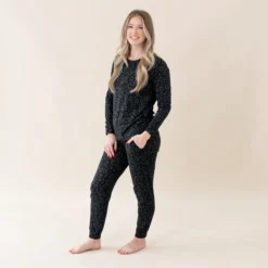 Women's Jogger Pajama Set in Midnight Leopard