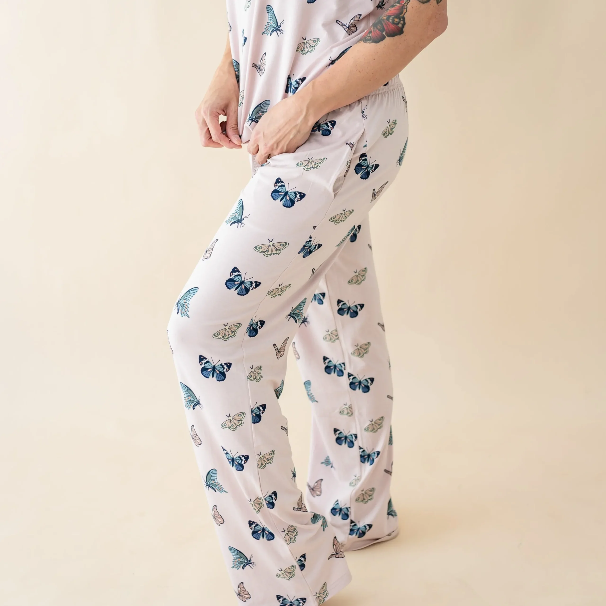 Women's Lounge Pants in Blush Butterfly