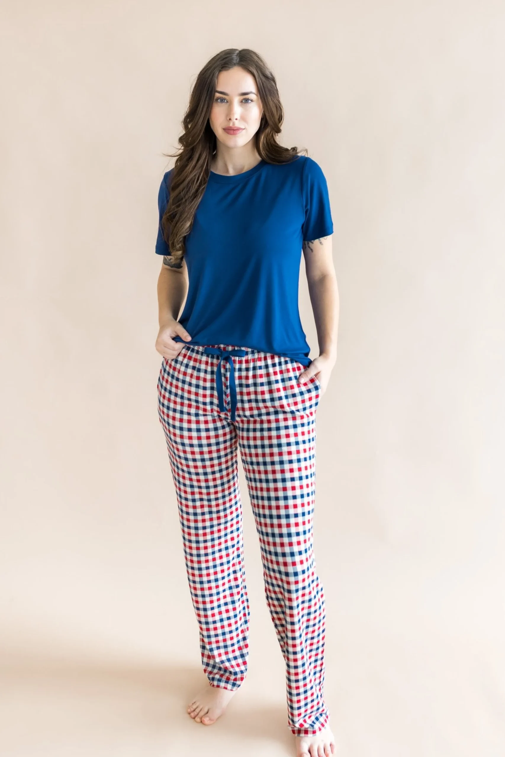 Women's Lounge Pants in Patriotic Gingham