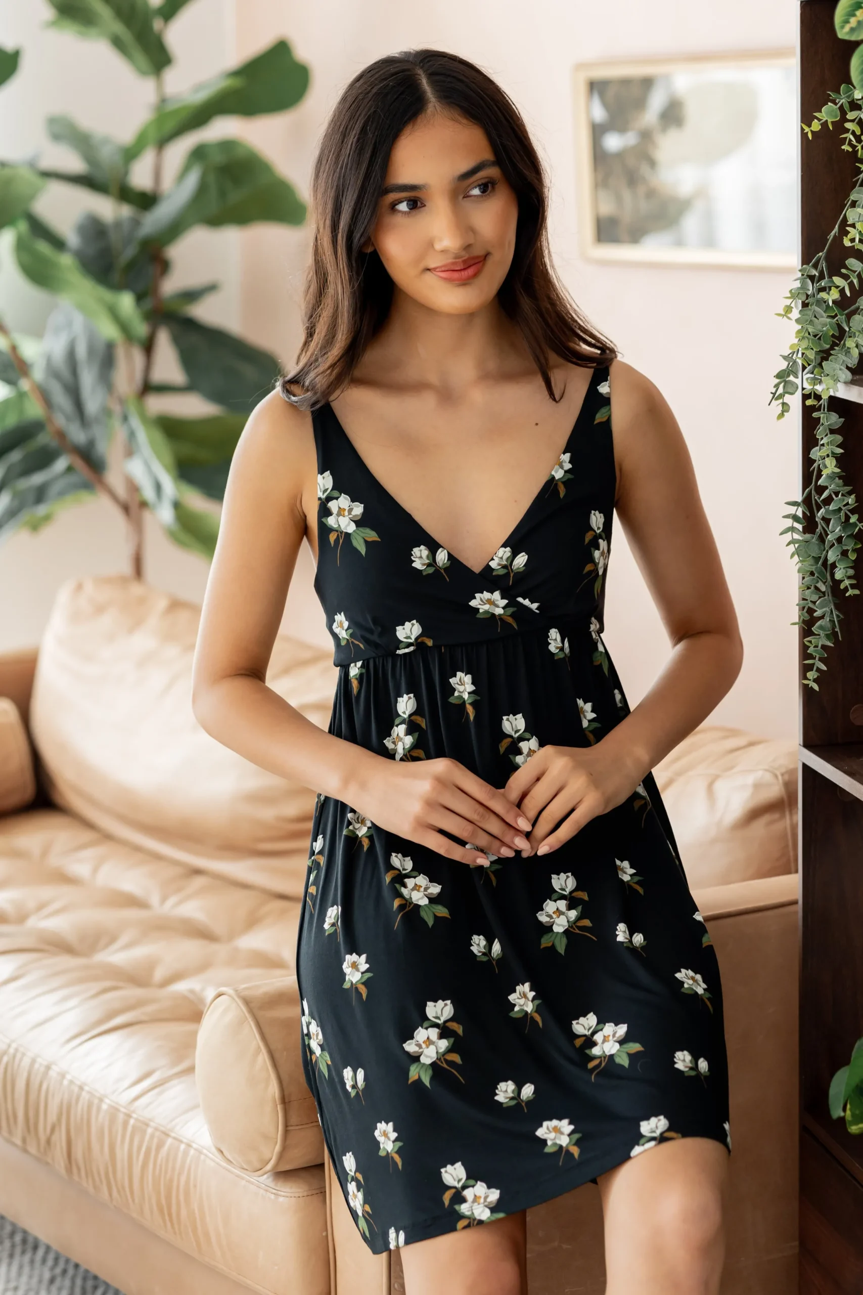 Women's Nightgown in Big Midnight Magnolia