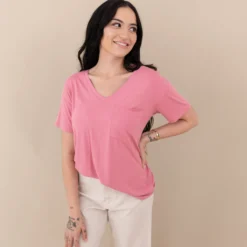 Women’s Relaxed Fit V-Neck in Apple Blossom