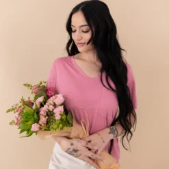 Women’s Relaxed Fit V-Neck in Apple Blossom