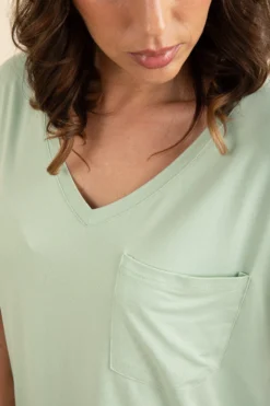 Women's Relaxed Fit V-Neck in Basil