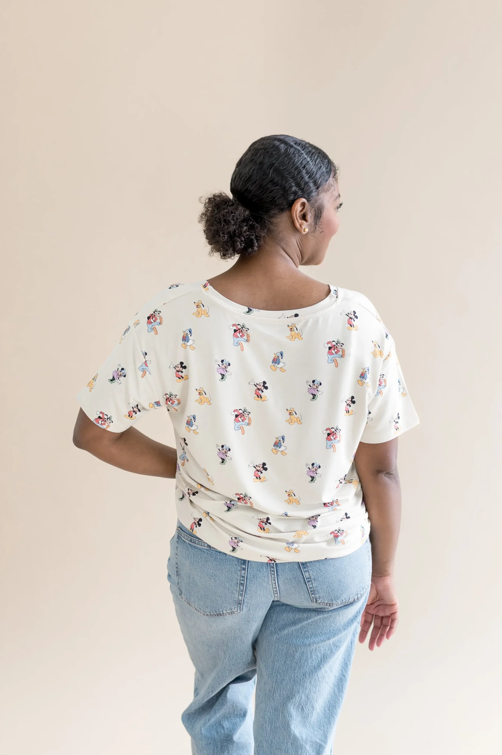 Women's Relaxed Fit V-Neck in Mickey Mouse and Friends