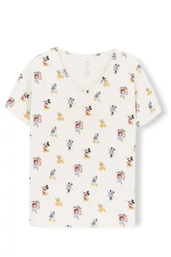 Women's Relaxed Fit V-Neck in Mickey Mouse and Friends