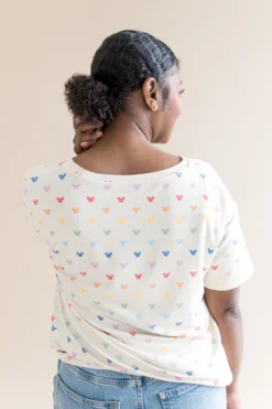Women's Relaxed Fit V-Neck in Pastel Mickey Mouse