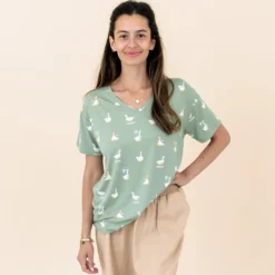 Women's Relaxed Fit V-Neck in Silly Goose