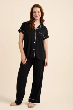 Women's Short Sleeve Cropped Pajama Set in Midnight