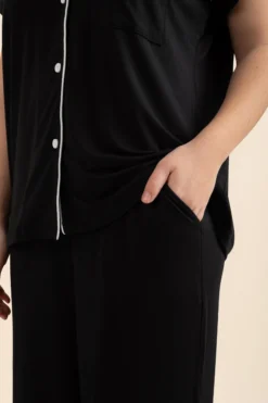 Women's Short Sleeve Cropped Pajama Set in Midnight