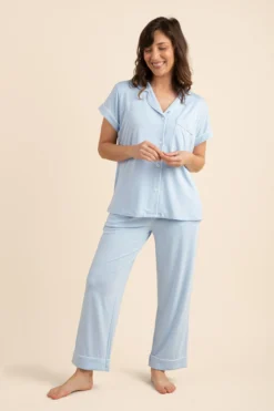 Women's Short Sleeve Cropped Pajama Set in Breeze