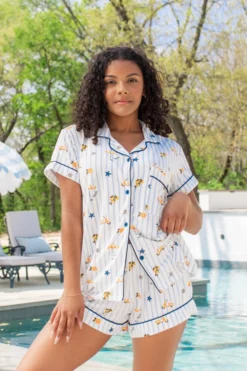 Women's Short Sleeve Pajama Set in Amalfi Coast