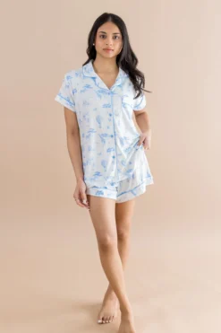 Women's Short Sleeve Pajama Set in Toile Safari