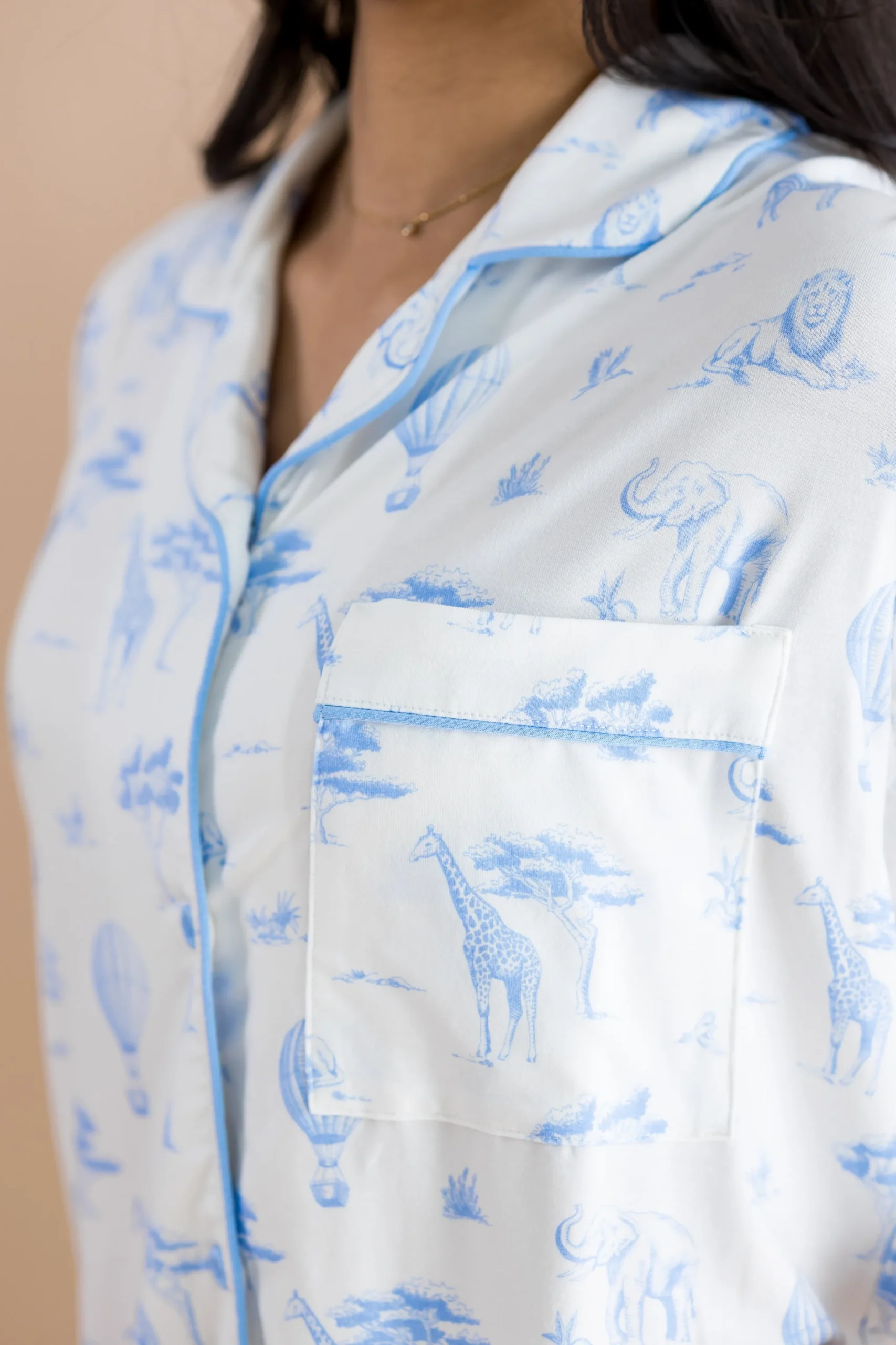Women's Short Sleeve Pajama Set in Toile Safari
