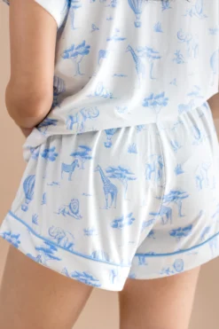 Women's Short Sleeve Pajama Set in Toile Safari
