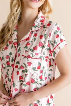 Women's Short Sleeve Pajama Set in Strawberry Fields