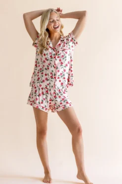 Women's Short Sleeve Pajama Set in Strawberry Fields