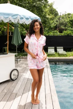 Women's Short Sleeve Pajama Set in Sakura Ice Cream