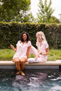 Women's Short Sleeve Pajama Set in Sakura Ice Cream
