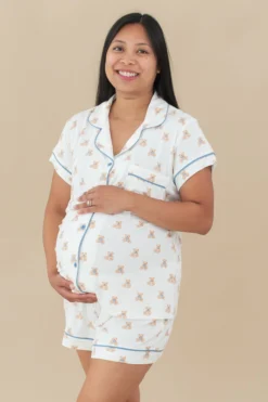 Women’s Short Sleeve Pajama Set in Teddy Bear