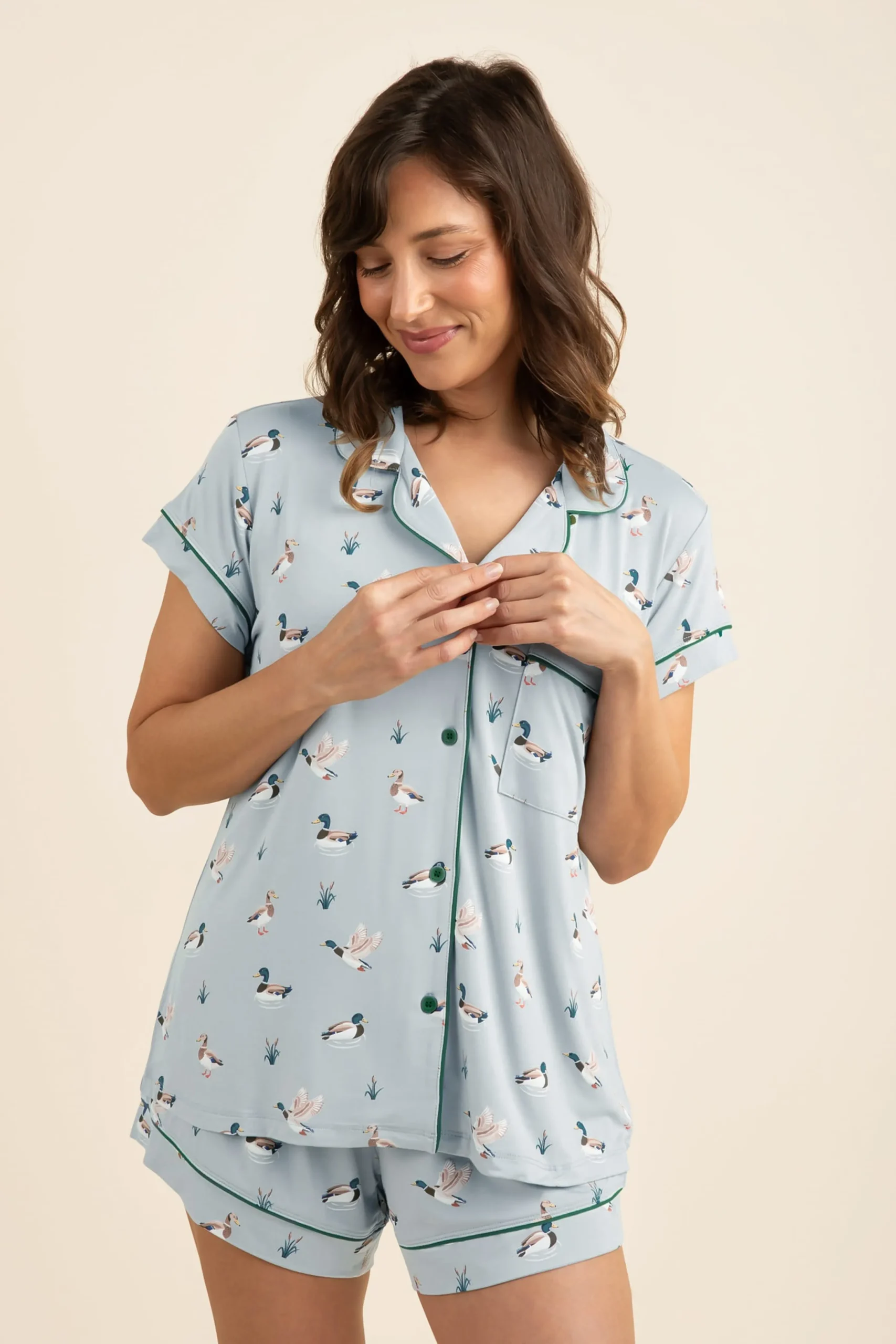 Women's Short Sleeve Pajama Set in Mallard Duck