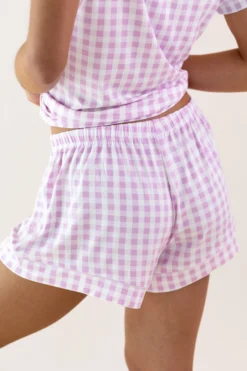 Women's Short Sleeve Pajama Set in Gingham Thistle