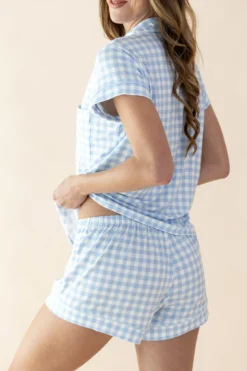 Women's Short Sleeve Pajama Set in Gingham Breeze