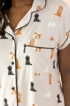 Women's Short Sleeve Pajama Set in Fluffy Dog