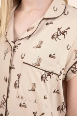 Women's Short Sleeve Pajama Set in Classic Cowboy