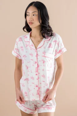 Women's Short Sleeve Pajama Set in Toile Ballet