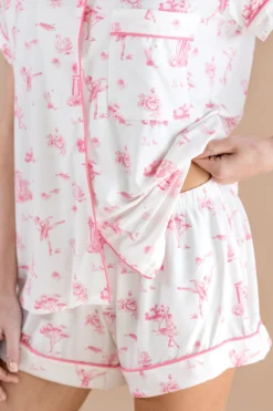 Women's Short Sleeve Pajama Set in Toile Ballet