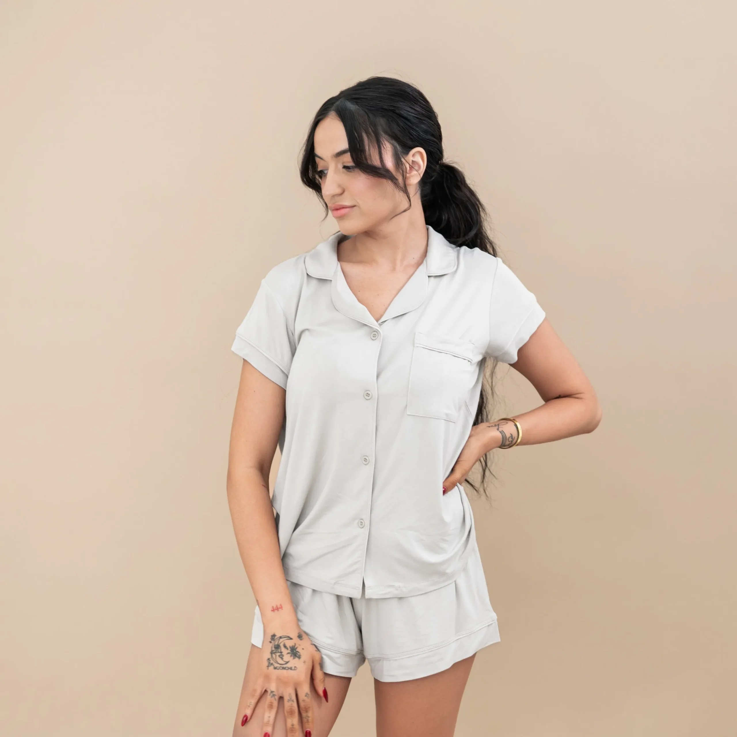 Women’s Short Sleeve Pajama Set in Oat