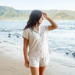 Women’s Short Sleeve Pajama Set in Oat