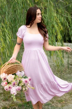 Women’s Smocked Dress in Thistle