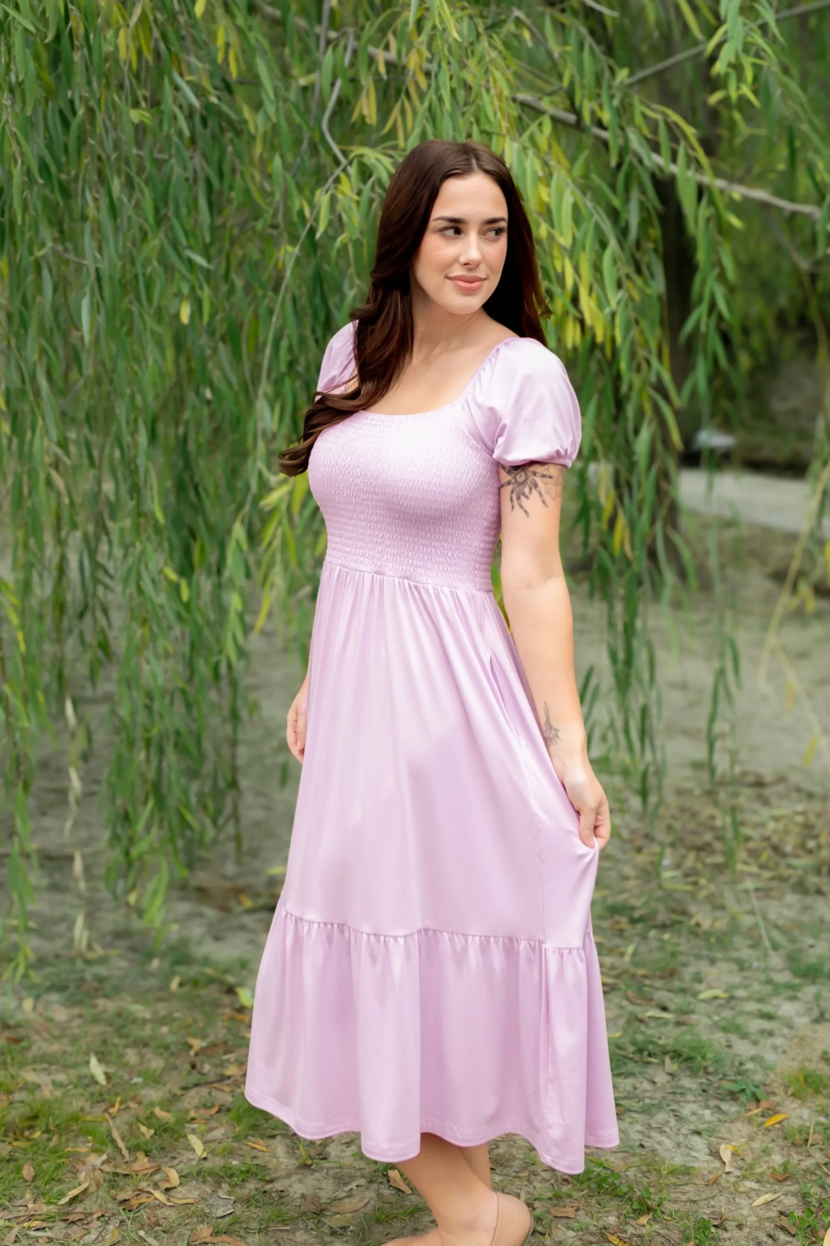 Women’s Smocked Dress in Thistle