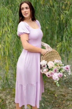 Women’s Smocked Dress in Thistle
