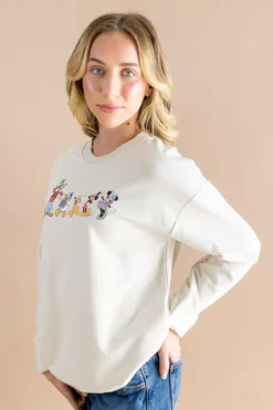 Women's Sweatshirt in Mickey and Friends on Ecru