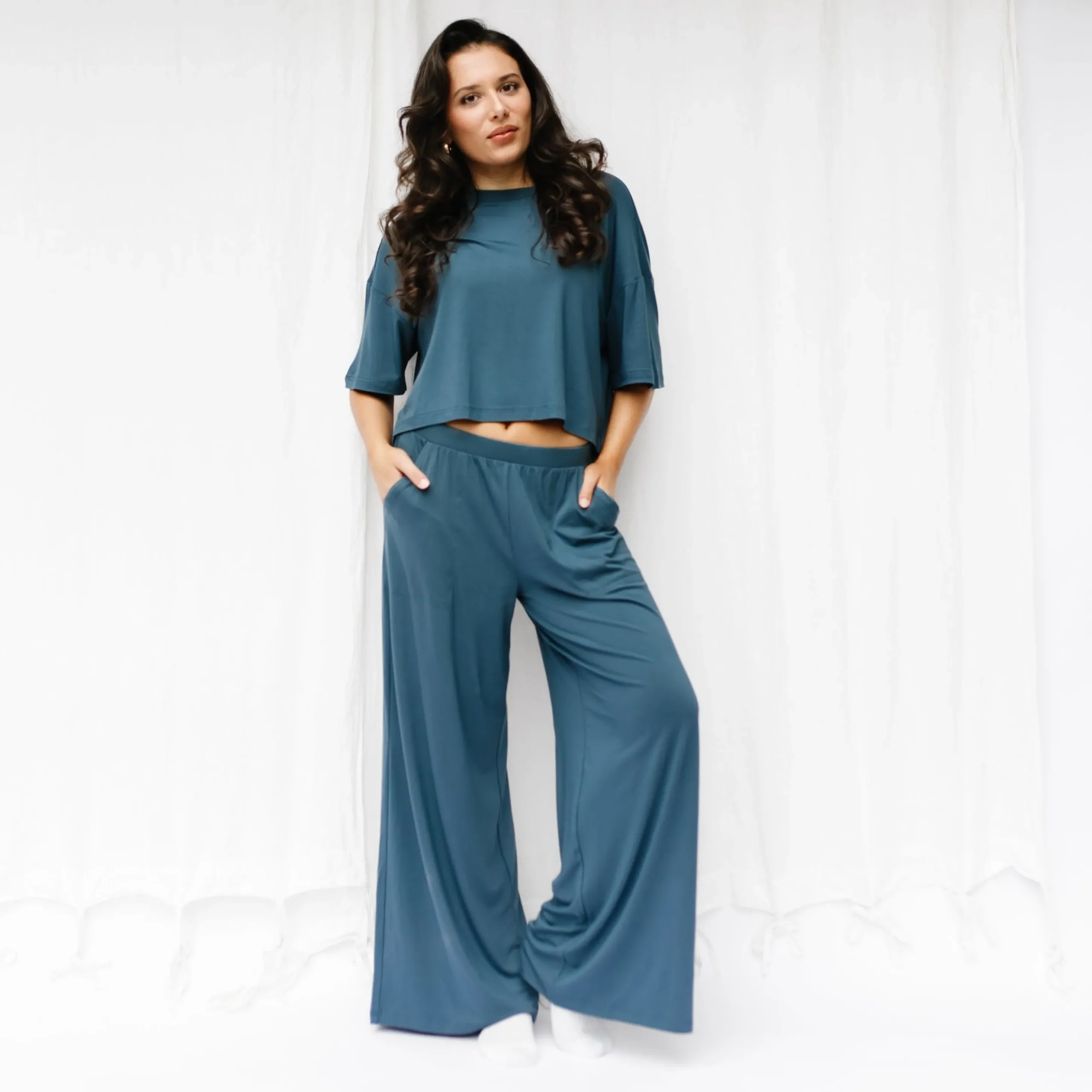 Women's Wide Leg Pant Set in Atlantic