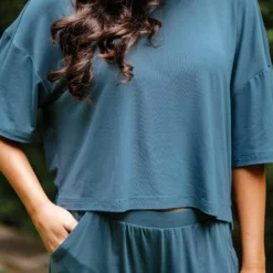 Women's Wide Leg Pant Set in Atlantic