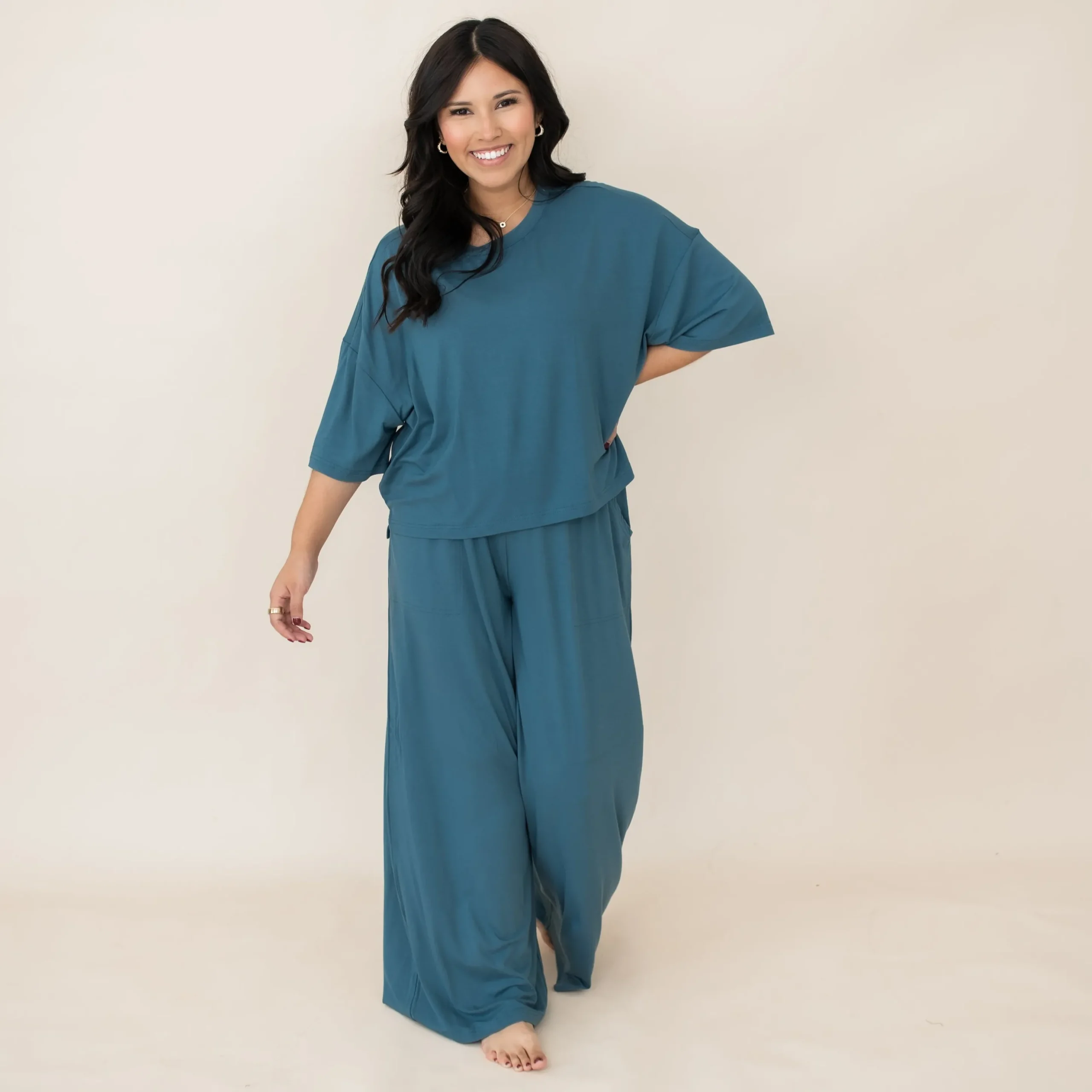 Women's Wide Leg Pant Set in Atlantic