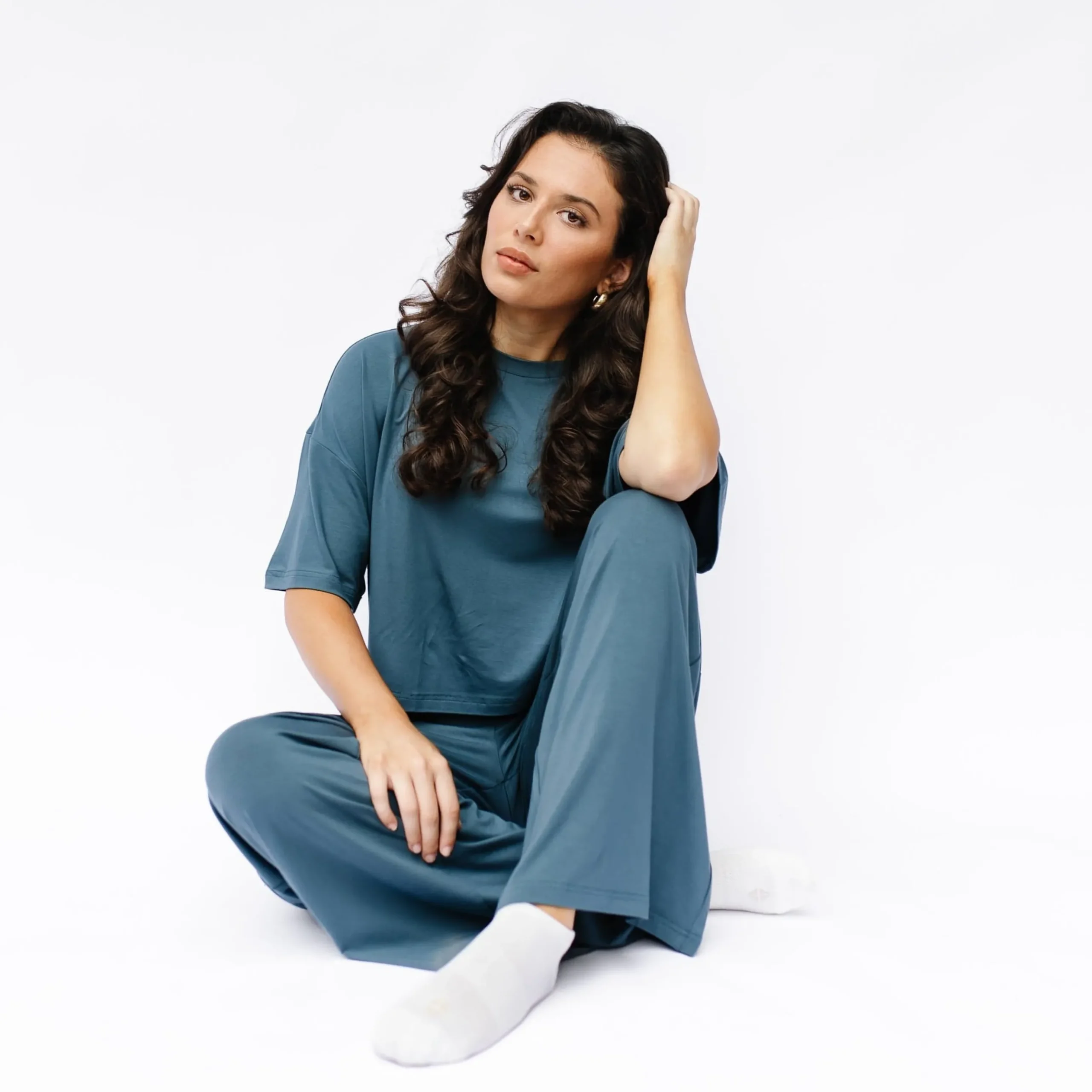 Women's Wide Leg Pant Set in Atlantic