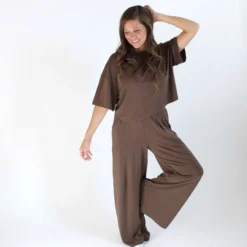 Women's Wide Leg Pant Set in Espresso