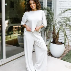 Women's Wide Leg Pant Set in Oat