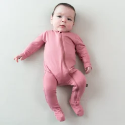 Zippered Footie in Apple Blossom