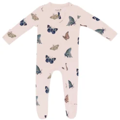 Zippered Footie in Blush Butterfly