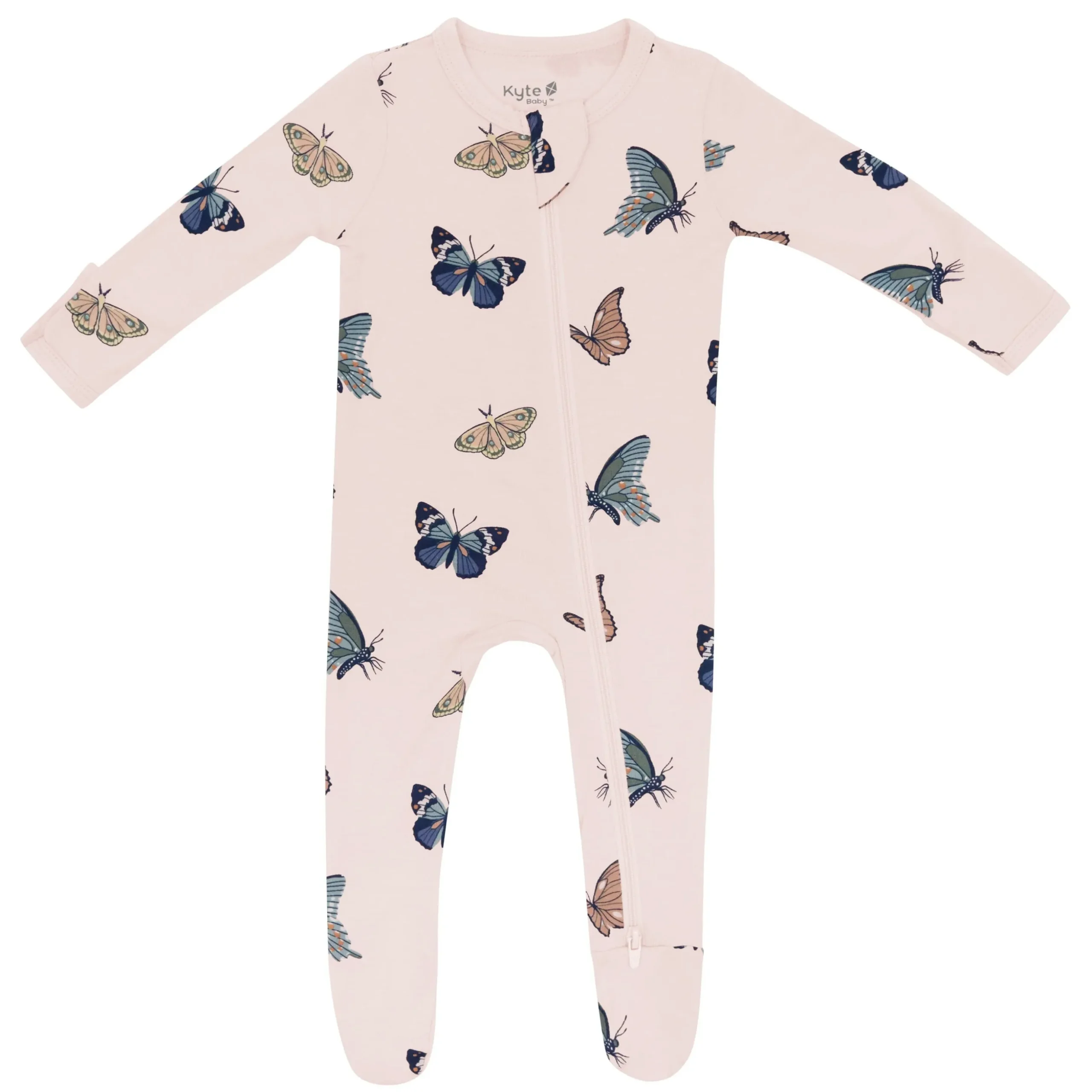 Zippered Footie in Blush Butterfly
