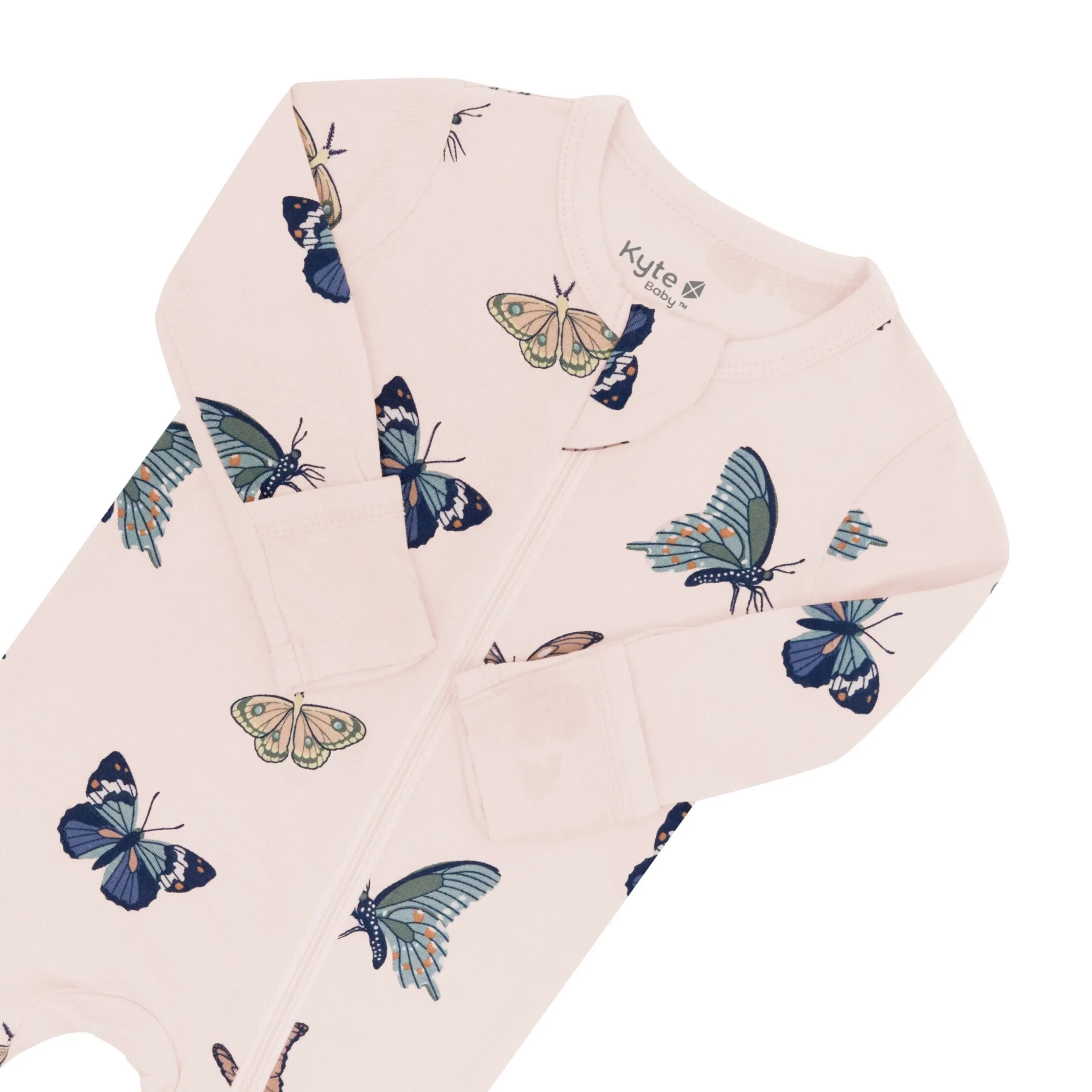 Zippered Footie in Blush Butterfly