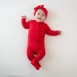 Zippered Footie in Cardinal