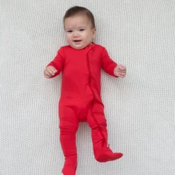 Zippered Footie in Cardinal